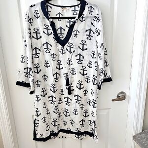Nautical Anchor Print Tunic Dress